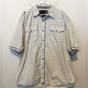 Attitude Gold By Urban Renewal Men’s 5XL Short Sleeve Striped Button Up